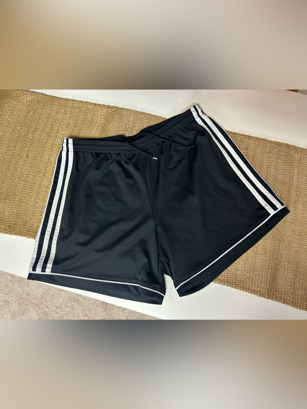 Adidas Black Athletic Shorts with White Side Stripes girls Medium 12/14